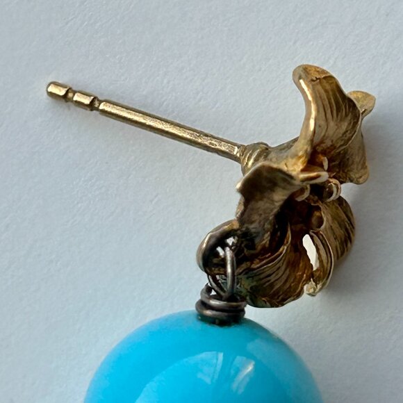 Sissy Yates Floral 24K Gold-Plate and Turquoise Drop Earrings - Picture 7 of 10
